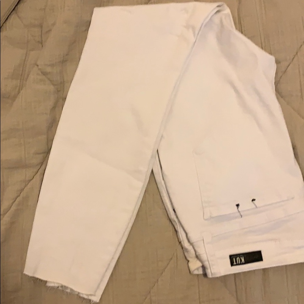 Kut From The Kloth White Jeans Raw Hem